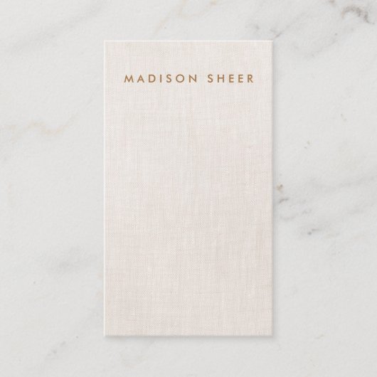 Minimalistisch modern, Beige Linen Beruflich Visitenkarte (Vorderseite)