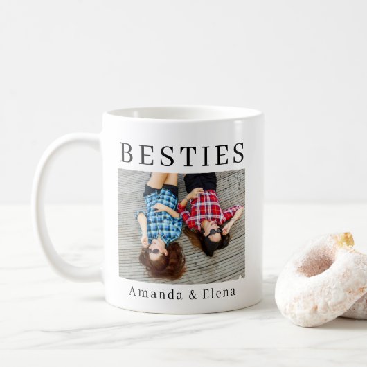Minimalistisch Modern Best Friends BESTE FREUNDIN  Kaffeetasse (Mit Donut)