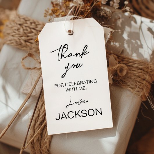 Minimalistisch Modern Birthday Party Danke Geschenkanhänger