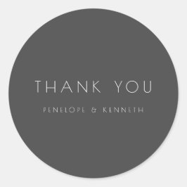 Minimalistisch Modern Black Simple Wedding Vielen  Runder Aufkleber