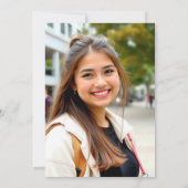 Minimalistisch Modern Blue Bow Girly Foto Quincean Einladung (Rückseite)