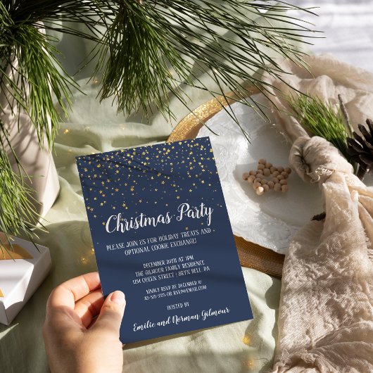 Minimalistisch Modern Blue Christmas Party Einladung