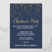 Minimalistisch Modern|Blue Christmas Party Gold Folieneinladung (Vorderseite)