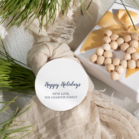 Minimalistisch-modern|Blue Happy Holidays-Geschenk Runder Aufkleber