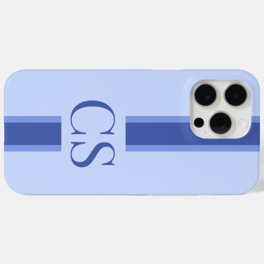 Minimalistisch Modern Blue Initial Monogram Case-Mate iPhone Hülle (Rückseite (Horizontal))
