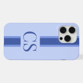 Minimalistisch Modern Blue Initial Monogram iPhone Hülle (Rückseite (Horizontal))
