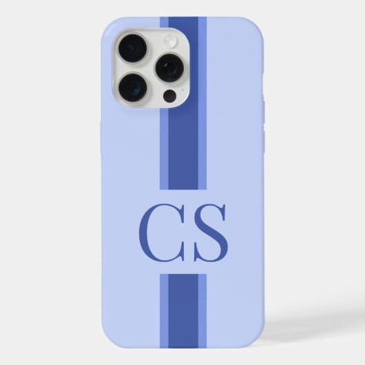 Minimalistisch Modern Blue Initial Monogram iPhone Hülle (Rückseite)