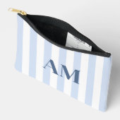 Minimalistisch Modern Blue Initial Monogram Zubehörtasche (Offen)