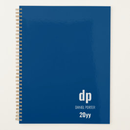 Minimalistisch Modern Blue Mit Monogramm Planner Planer