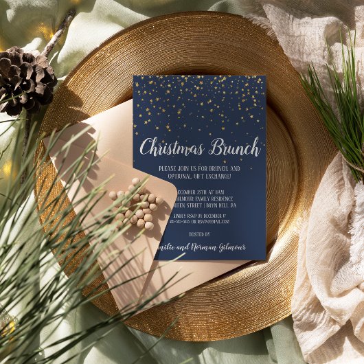 Minimalistisch Modern Blue Weihnachts-Brunch Einladung