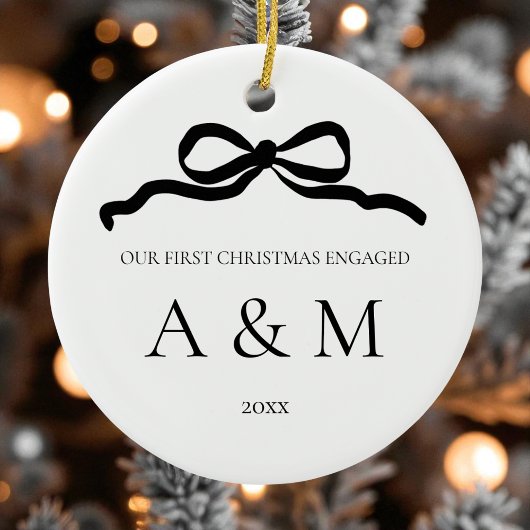 Minimalistisch Modern Bow Erster Weihnachten Verlo Keramik Ornament