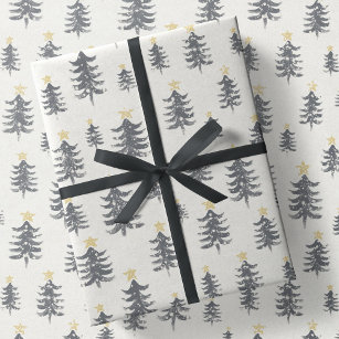 Minimalistisch Modern Brush Stroke Weihnachtsbaumg Geschenkpapier