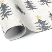Minimalistisch Modern Brush Stroke Weihnachtsbaumg Geschenkpapier (Rolleneckpunkt)