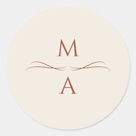 Minimalistisch Modern Creme Terracotta Boho Initia Runder Aufkleber (Vorderseite)