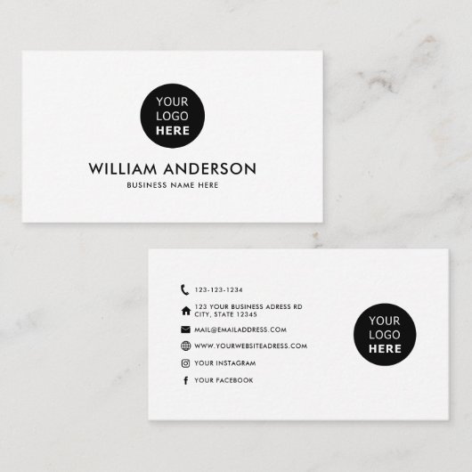 Minimalistisch Modern Custom Logo Social Media Ico Visitenkarte (Vorne/Hinten)