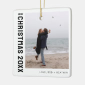 Minimalistisch Modern Ein Foto Personalisiert Weih Keramikornament (Links)