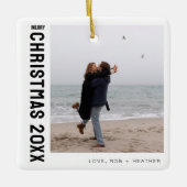 Minimalistisch Modern Ein Foto Personalisiert Weih Keramikornament (Vorderseite)