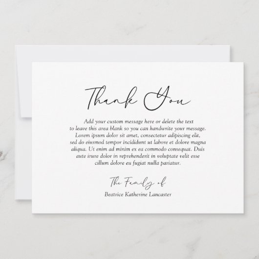 Minimalistisch Modern Einfache formale Elegante Be Dankeskarte (Vorderseite)