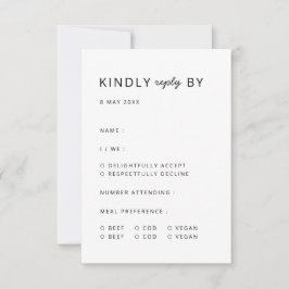 Minimalistisch modern | Einfache Hochzeit RSVP Karte