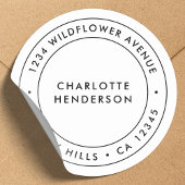 Minimalistisch modern | Einfache Rücksendeadresse  Runder Aufkleber