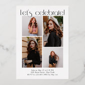 Minimalistisch Modern Foto Abschluss mit einfachem Folieneinladung (Rückseite)