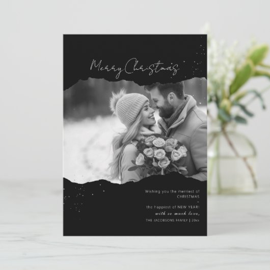 Minimalistisch Modern Foto Weihnachtskarte Einladung (Stehend Vorderseite)