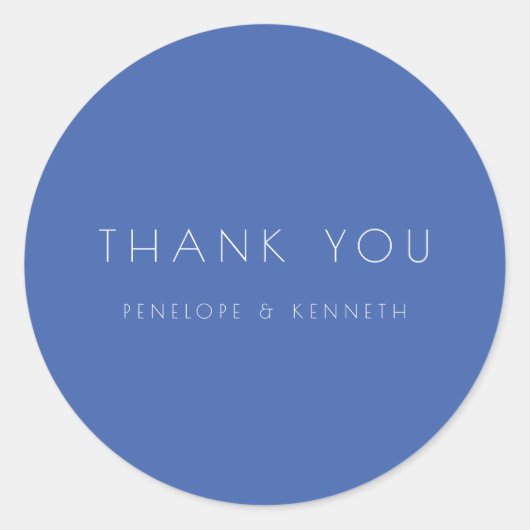 Minimalistisch Modern French Blue Wedding Vielen D Runder Aufkleber (Vorderseite)