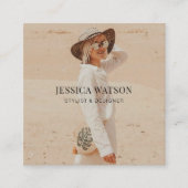 Minimalistisch Modern Full Foto Fotograf Black Quadratische Visitenkarte (Vorderseite)