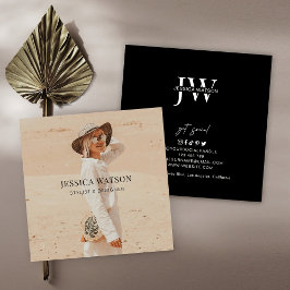 Minimalistisch Modern Full Foto Fotograf Black Quadratische Visitenkarte