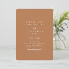 Minimalistisch Modern Full Name Hochzeit Terracott Einladung