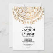 Minimalistisch Modern Golden Luxury Mandala Weddin Einladung (Vorderseite)