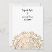 Minimalistisch Modern Golden Luxury Mandala Weddin Einladung (Rückseite)