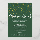 Minimalistisch Modern|Green Christmas Brunch Gold Folieneinladung (Vorderseite)