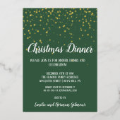 Minimalistisch Modern|Green Christmas Dinner Gold Folieneinladung (Vorderseite)
