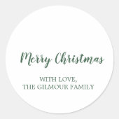Minimalistisch Modern|Green Frohe Weihnachtsgesche Runder Aufkleber (Vorderseite)