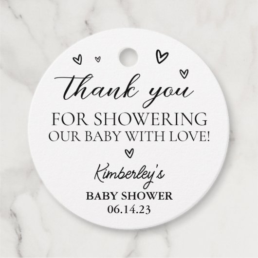 Minimalistisch Modern Hello Baby Dusche Vielen Dan Geschenkanhänger (Vorderseite)