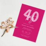 Minimalistisch Modern Hot Pink 40. Geburtstag Part Einladung<br><div class="desc">Diese minimalistische Typografie aus dem 40. Jubiläum-Party Einladung eignet sich perfekt für eine moderne Geburtstagsparty. Das schlichte Design zeichnet sich durch klassischen weißen Text auf heißen rosa Hintergrund aus. Anpassbar in jeder Farbe. Behalt das Design minimal und elegant, wie es ist, oder personalisiere es durch Hinzufügen von eigenen Grafiken und...</div>