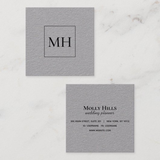 Minimalistisch Modern Initials Monogram Kraft Quadratische Visitenkarte (Vorne/Hinten)