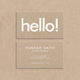 Minimalistisch Modern Kraft Hello Business Card Visitenkarte