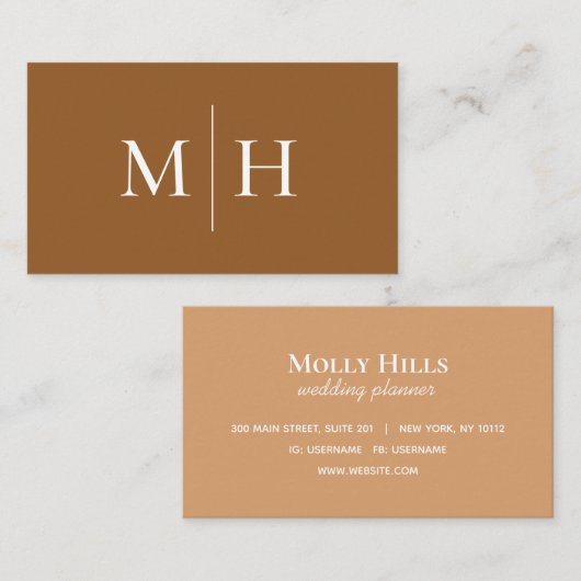 Minimalistisch-Modern-Line-Initialen Monogramm bra Visitenkarte (Vorne/Hinten)