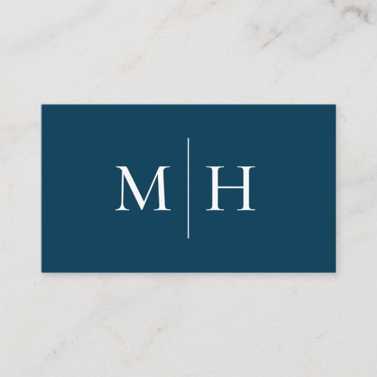 Minimalistisch Modern Line Initials Monogram Blue Visitenkarte (Vorderseite)