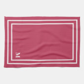 Minimalistisch Modern Monogram Magenta Red Geschirrtuch (Horizontal)