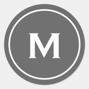 Minimalistisch-Modern-Monogramm-Grau Runder Aufkleber