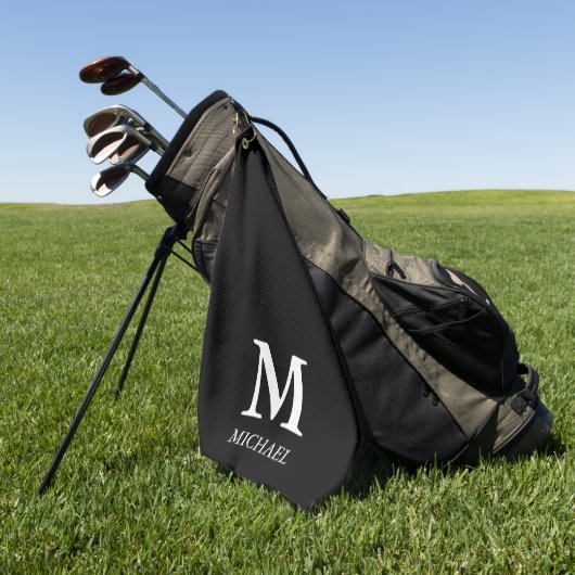 Minimalistisch-Modern-Monogramm-Schwarz/Weiß Golfhandtuch (Gras)