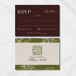 Minimalistisch Modern Mousse Brown QR Wedding RSVP