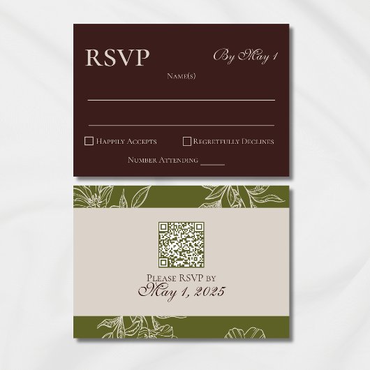Minimalistisch Modern Mousse Brown QR Wedding RSVP