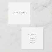 Minimalistisch Modern NAME Info Schwarz-weiß Quadratische Visitenkarte (Vorne/Hinten)