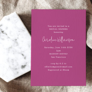 Minimalistisch Modern Orchid Magenta Brautparty Einladung