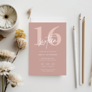 Minimalistisch Modern Pink 16. Geburtstagsparty Einladung