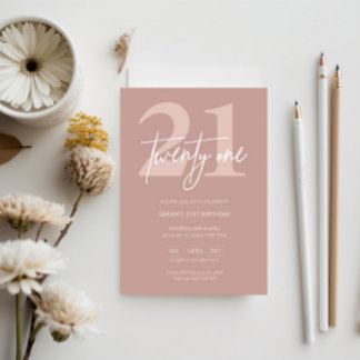 Minimalistisch Modern Pink 21. Geburtstag Party Einladung